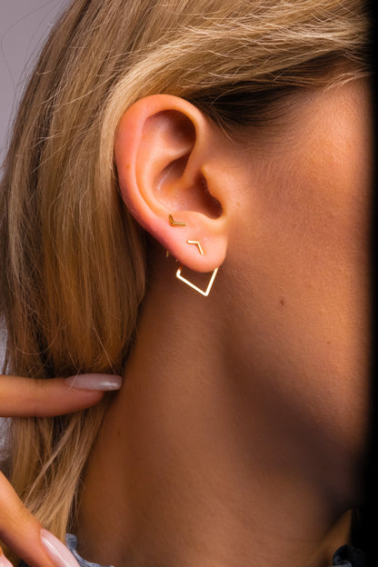 Minimalist Gold Earrings Set with Flat Back Studs
