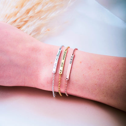 Gold Bar Custom Name Bracelet