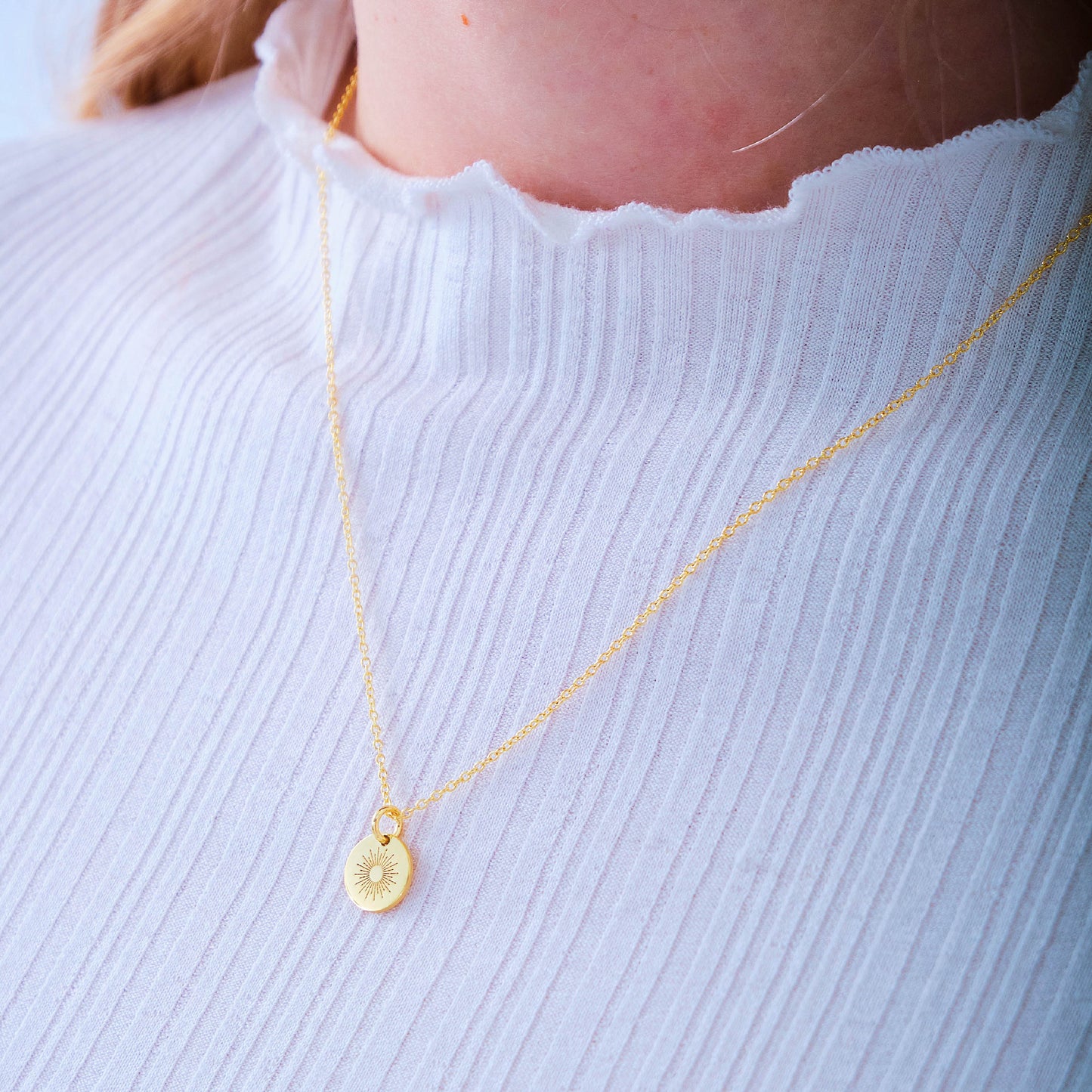 18k Gold Sun and Moon Necklace Gift