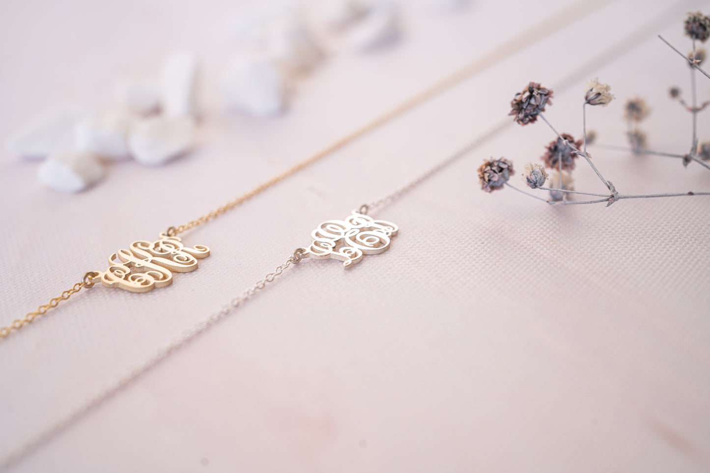 Dainty Initial Necklace with Family Name