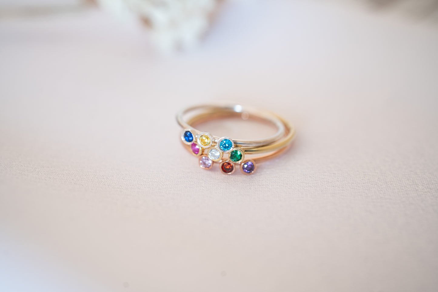 Birthstone Stacking Ring and Pinky Promise Ring