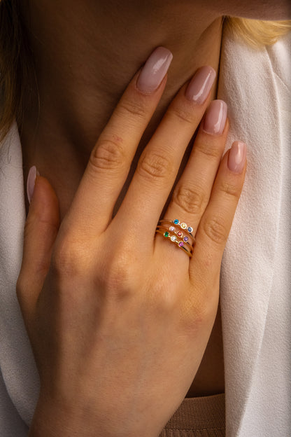 Birthstone Stacking Ring and Pinky Promise Ring