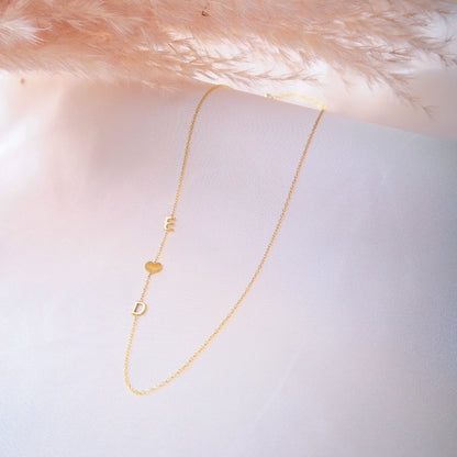 14k Gold Sideways Initial Personalized and Dainty Mama