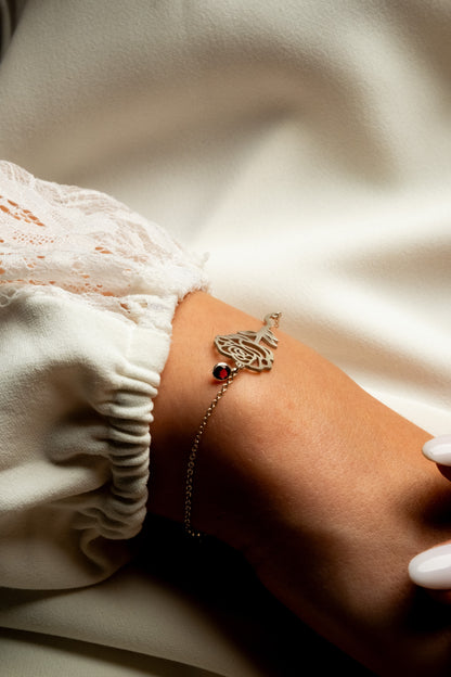 Personalized Birthstone Bracelet with Birth Flower