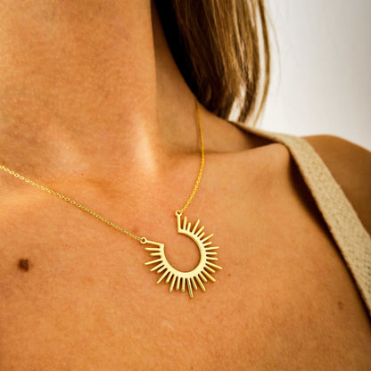 Sunshine Necklace with Gold Sun Pendant