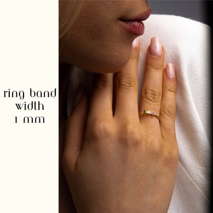 Birthstone Stacking Ring and Pinky Promise Ring