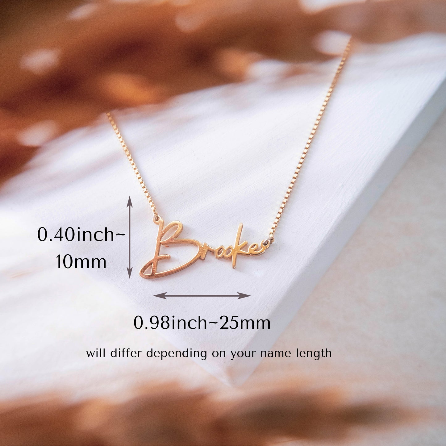 14K Gold Name Necklace with Box Chain