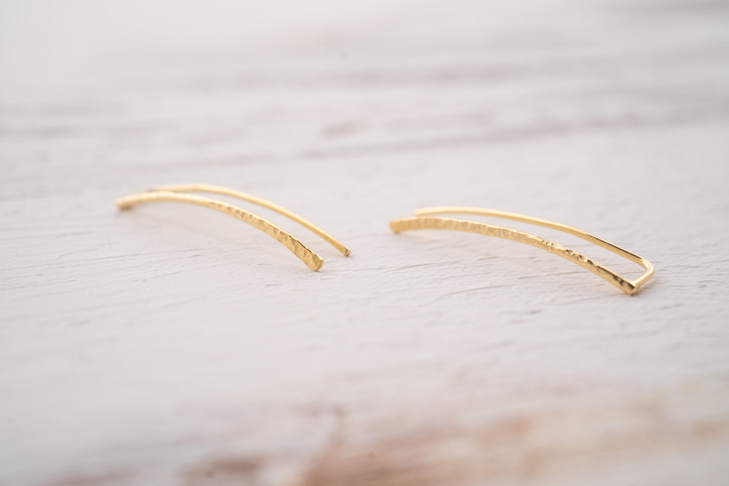 Minimalist Gold Filled Ear Climber Earrings and Silver