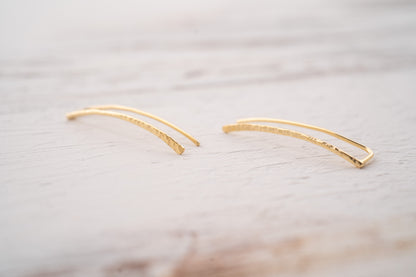 Minimalist Gold Filled Ear Climber Earrings and Silver
