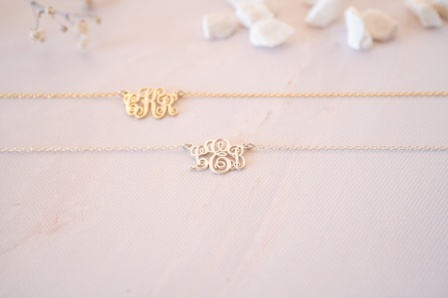 Dainty Initial Necklace with Family Name
