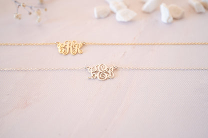 Dainty Initial Necklace with Family Name