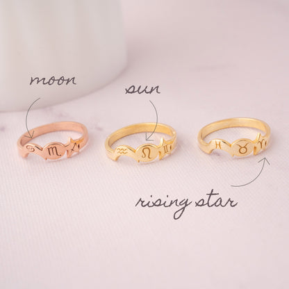 10k Solid Gold Zodiac Astrology Ring