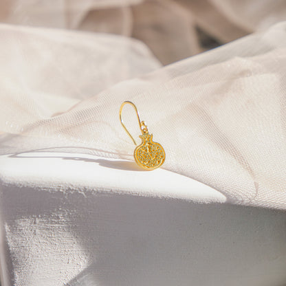 Pomegranate Earrings Jewelry and Gold Fruit Food Dangle