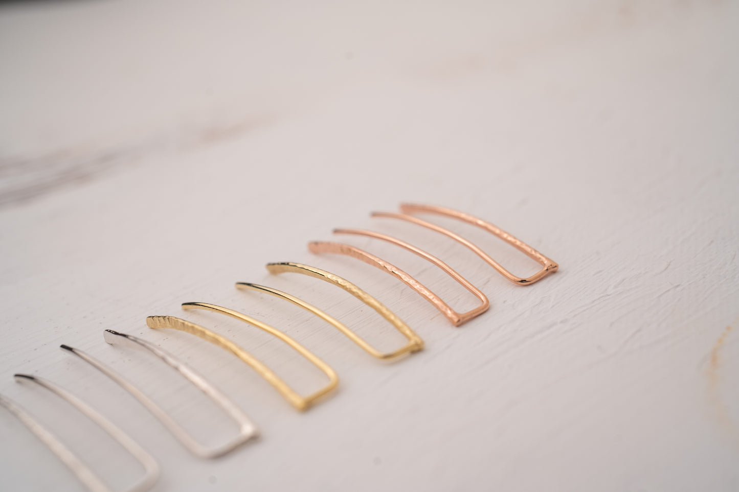 Minimalist Gold Filled Ear Climber Earrings and Silver