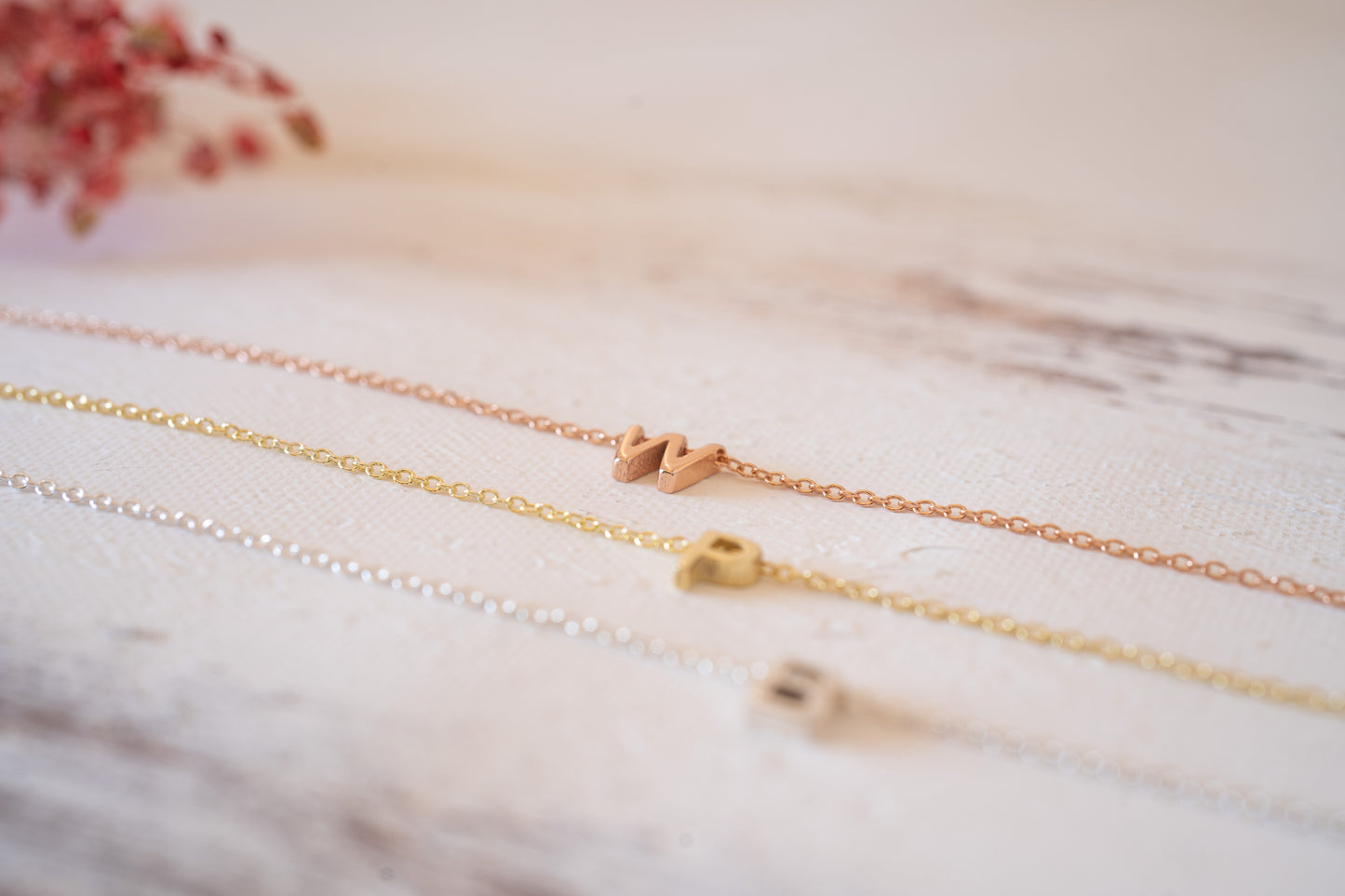Handmade Gold Initial Necklace with Silver