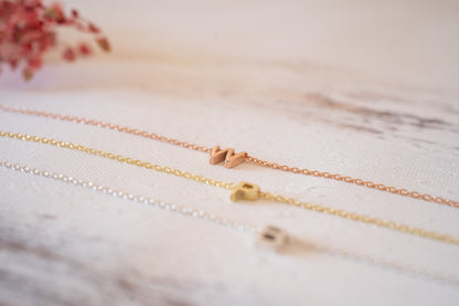 Handmade Gold Initial Necklace with Silver