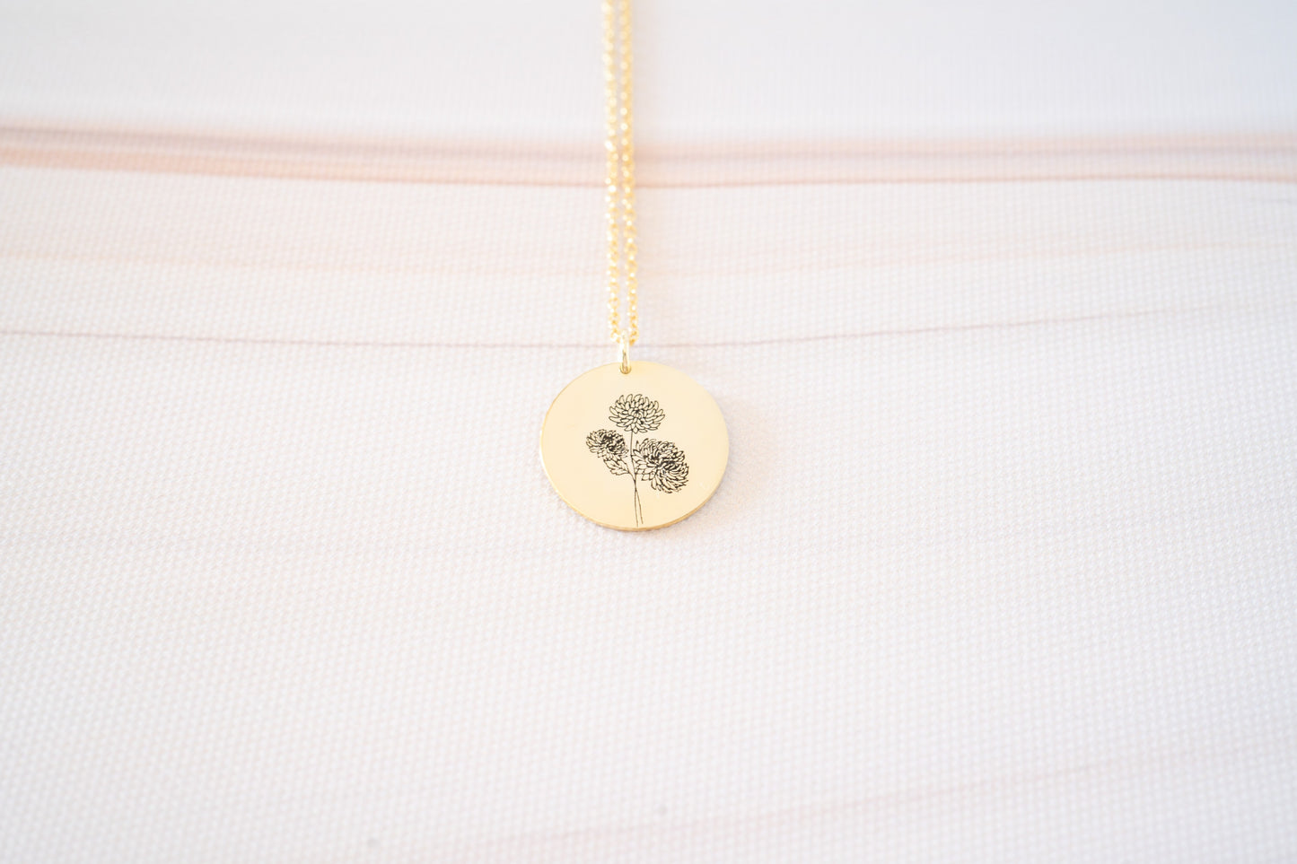 Personalized Birthflower Necklace and Engraved August Lily Flower
