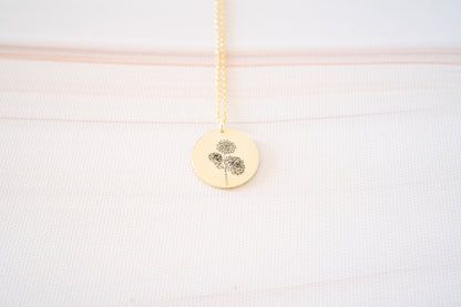Personalized Birthflower Necklace and Engraved August Lily Flower