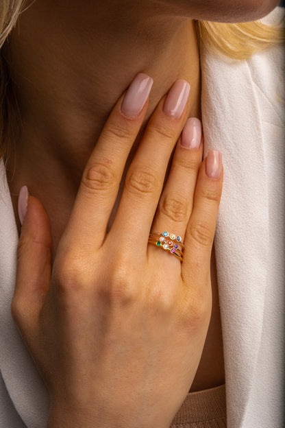 Birthstone Stacking Ring and Pinky Promise Ring