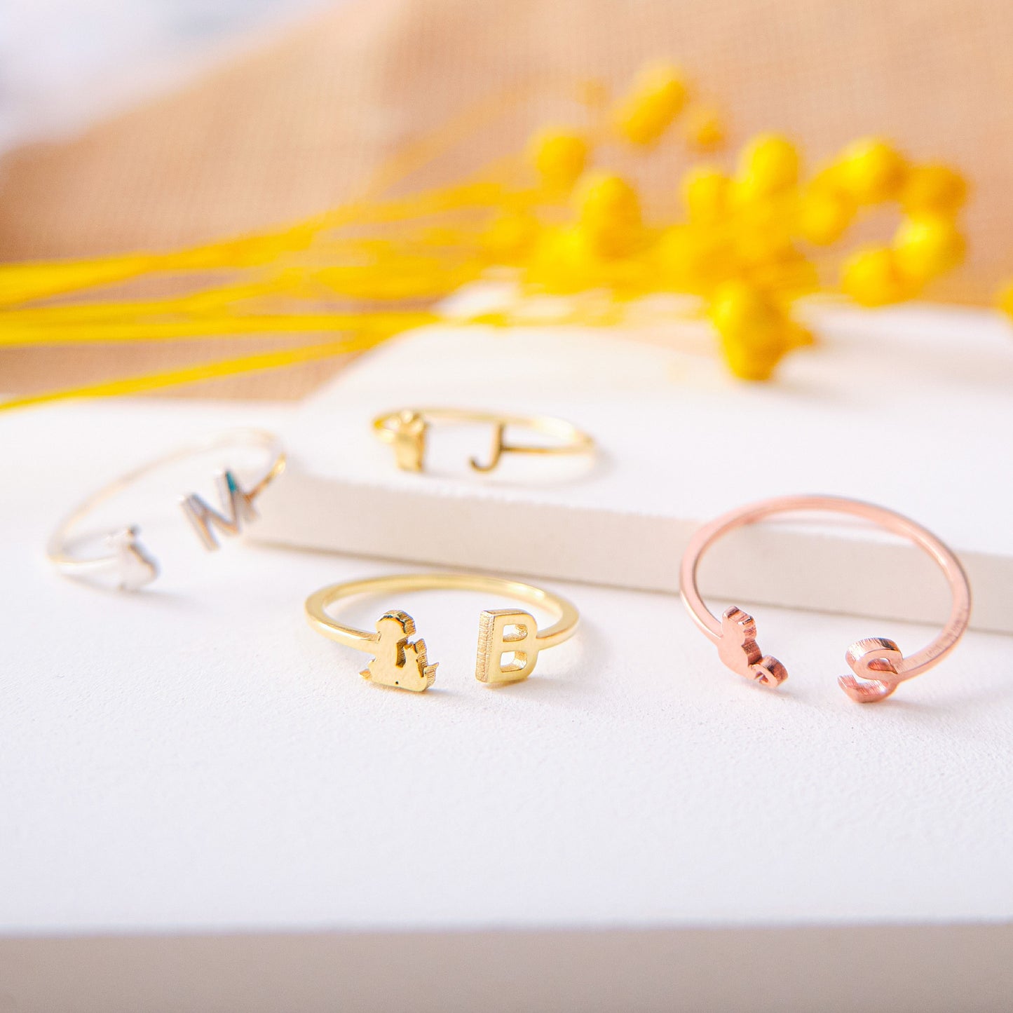 Cat Dog All Animals Pet Ring and Initial