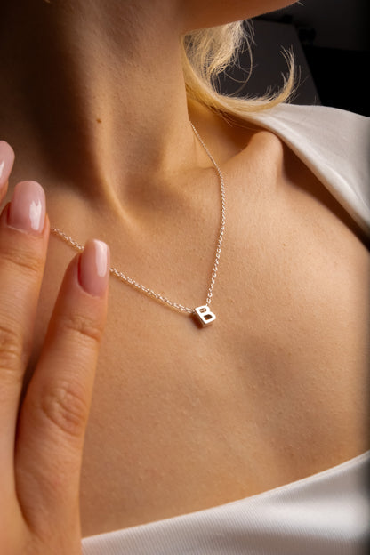 Handmade Gold Initial Necklace with Silver