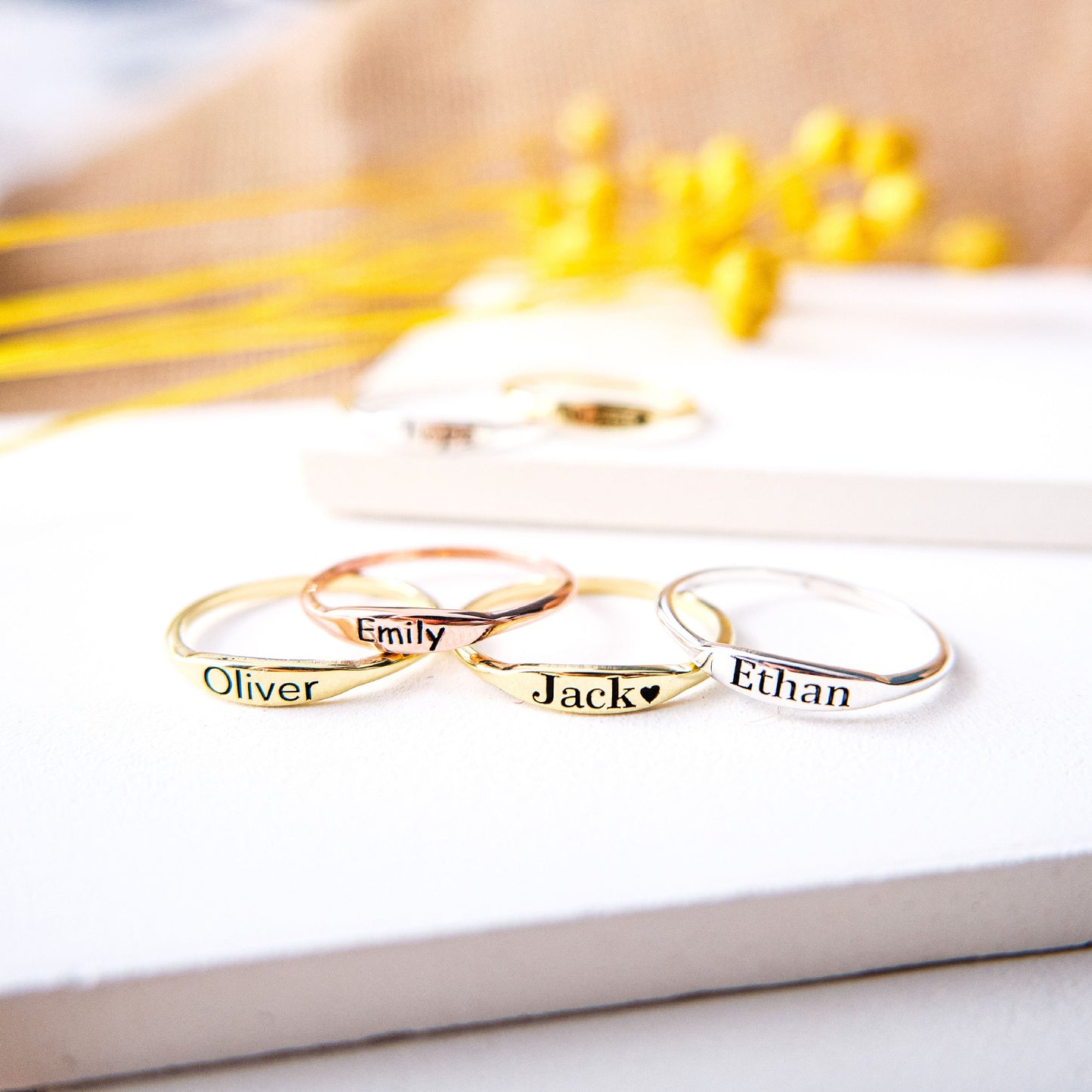 Custom Name Ring and Initial Signet Ring