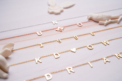 Personalized Gold Letter Initial Necklace for Mom