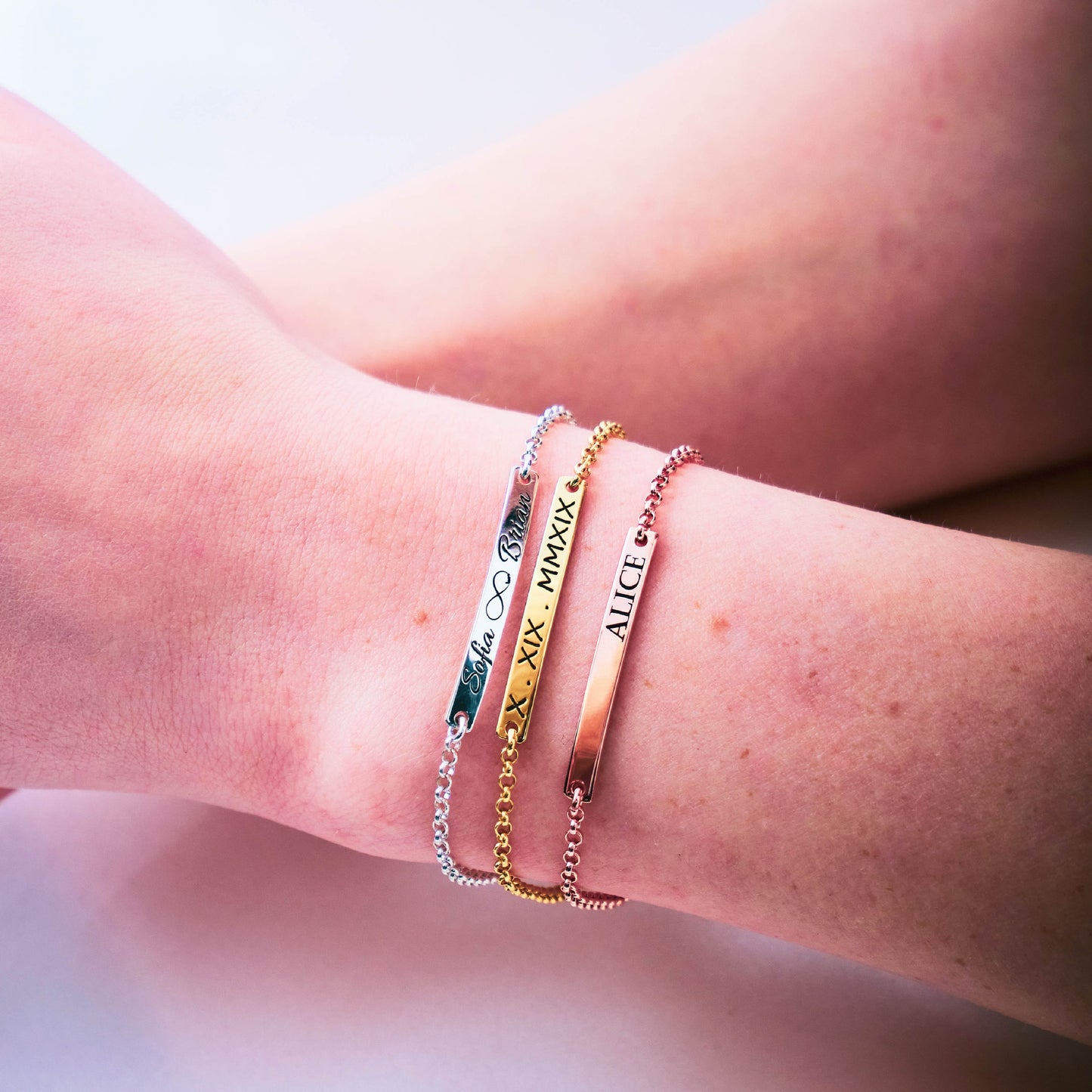 Gold Bar Custom Name Bracelet