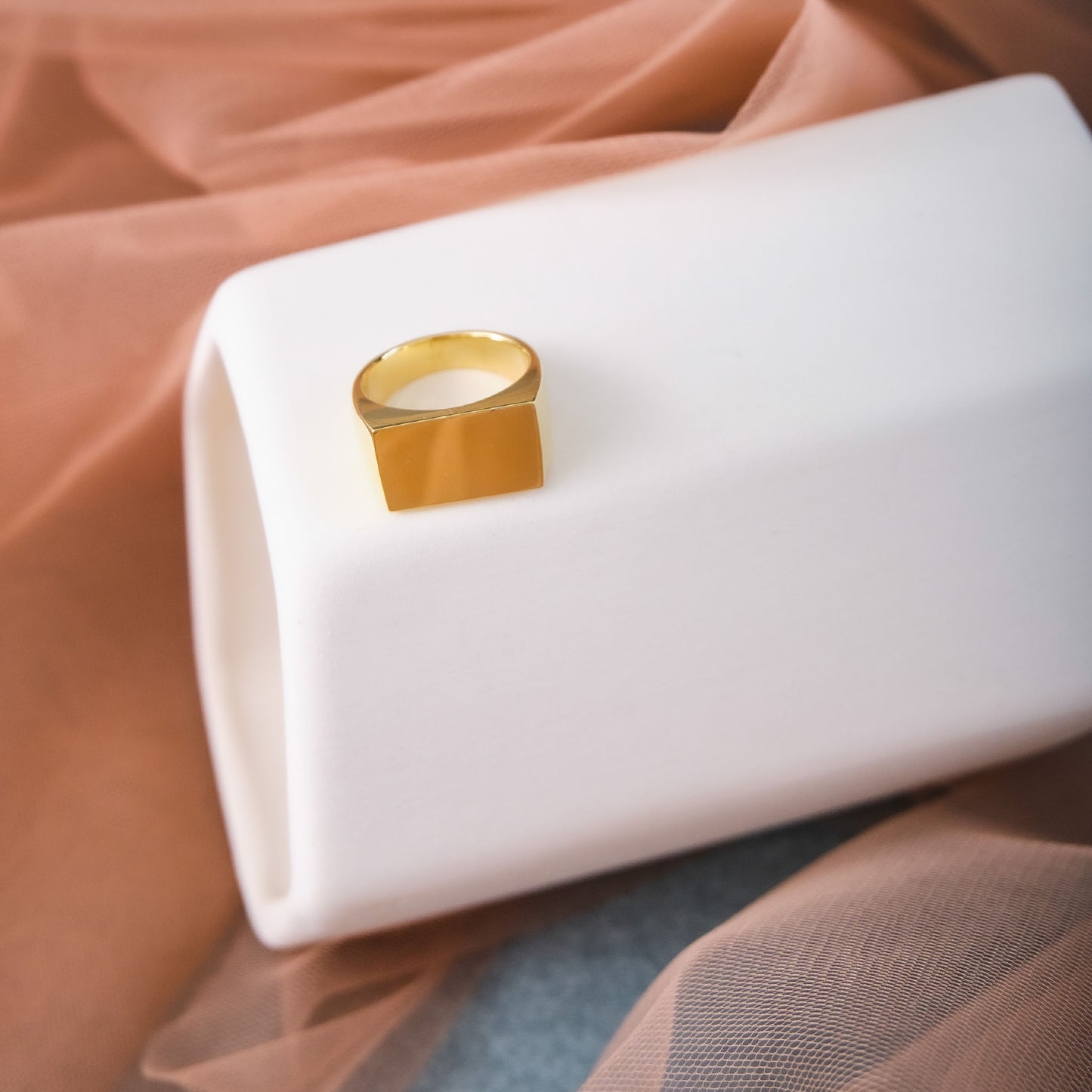 Rectangle Gold Signet Ring Men