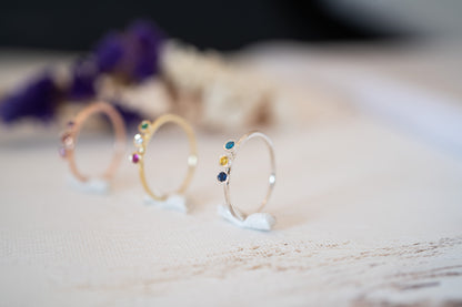 Birthstone Stacking Ring and Pinky Promise Ring