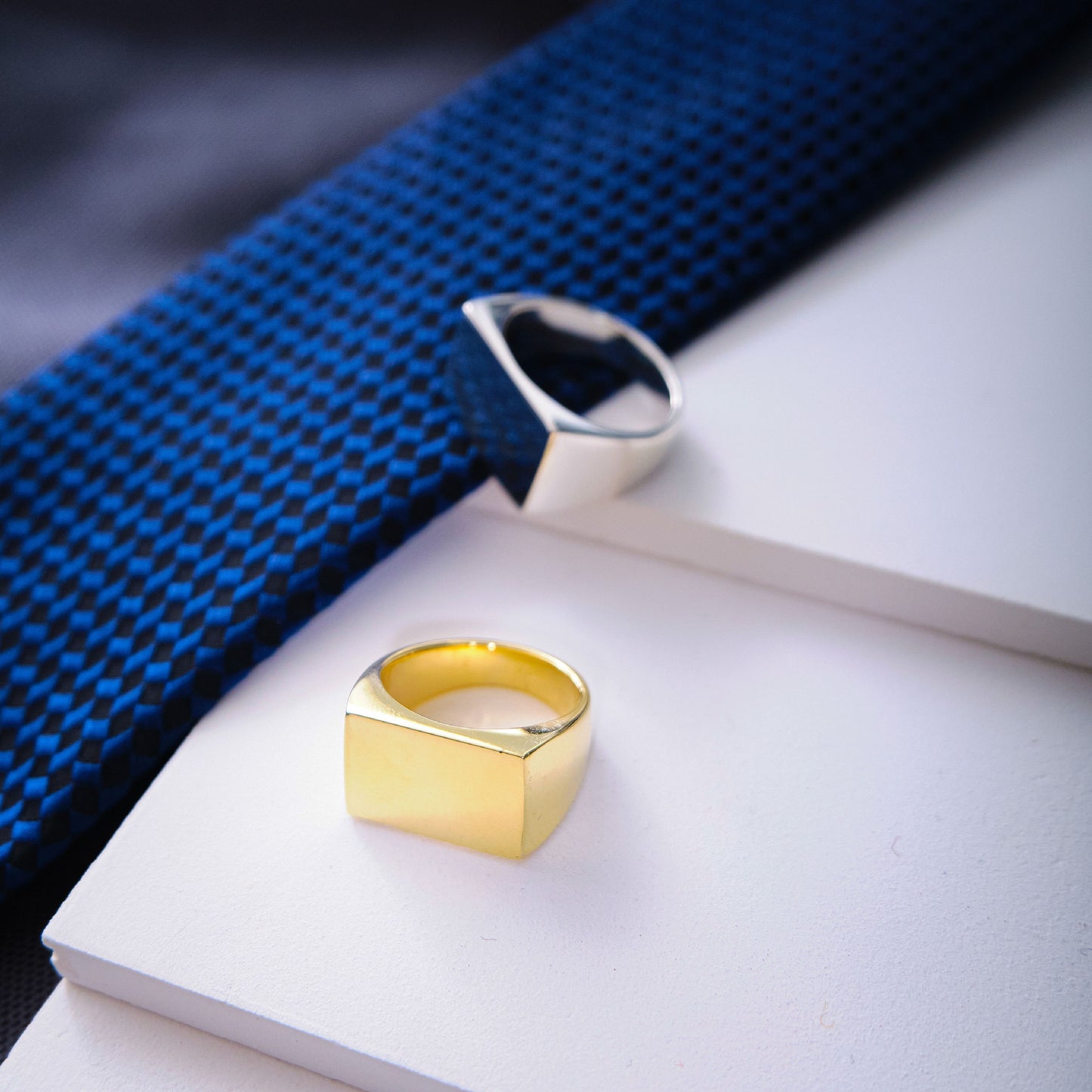 Rectangle Gold Signet Ring Men