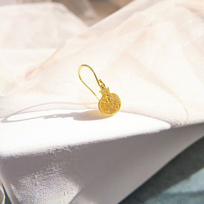 Pomegranate Earrings Jewelry and Gold Fruit Food Dangle