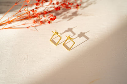 Minimalist Gold Earrings Set with Flat Back Studs