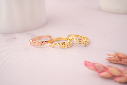 10k Solid Gold Zodiac Astrology Ring