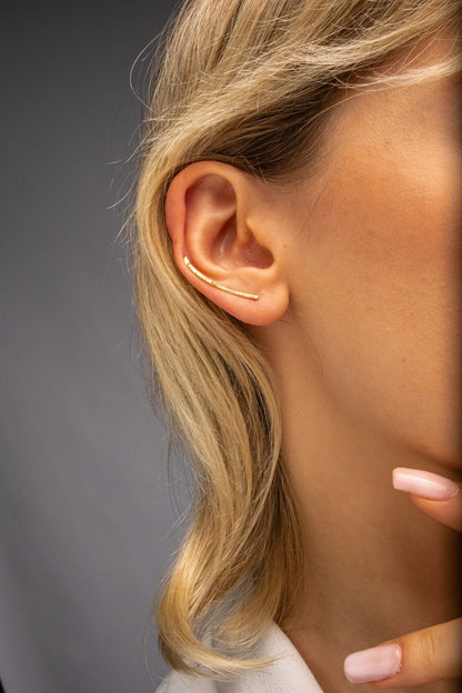 Minimalist Gold Filled Ear Climber Earrings and Silver
