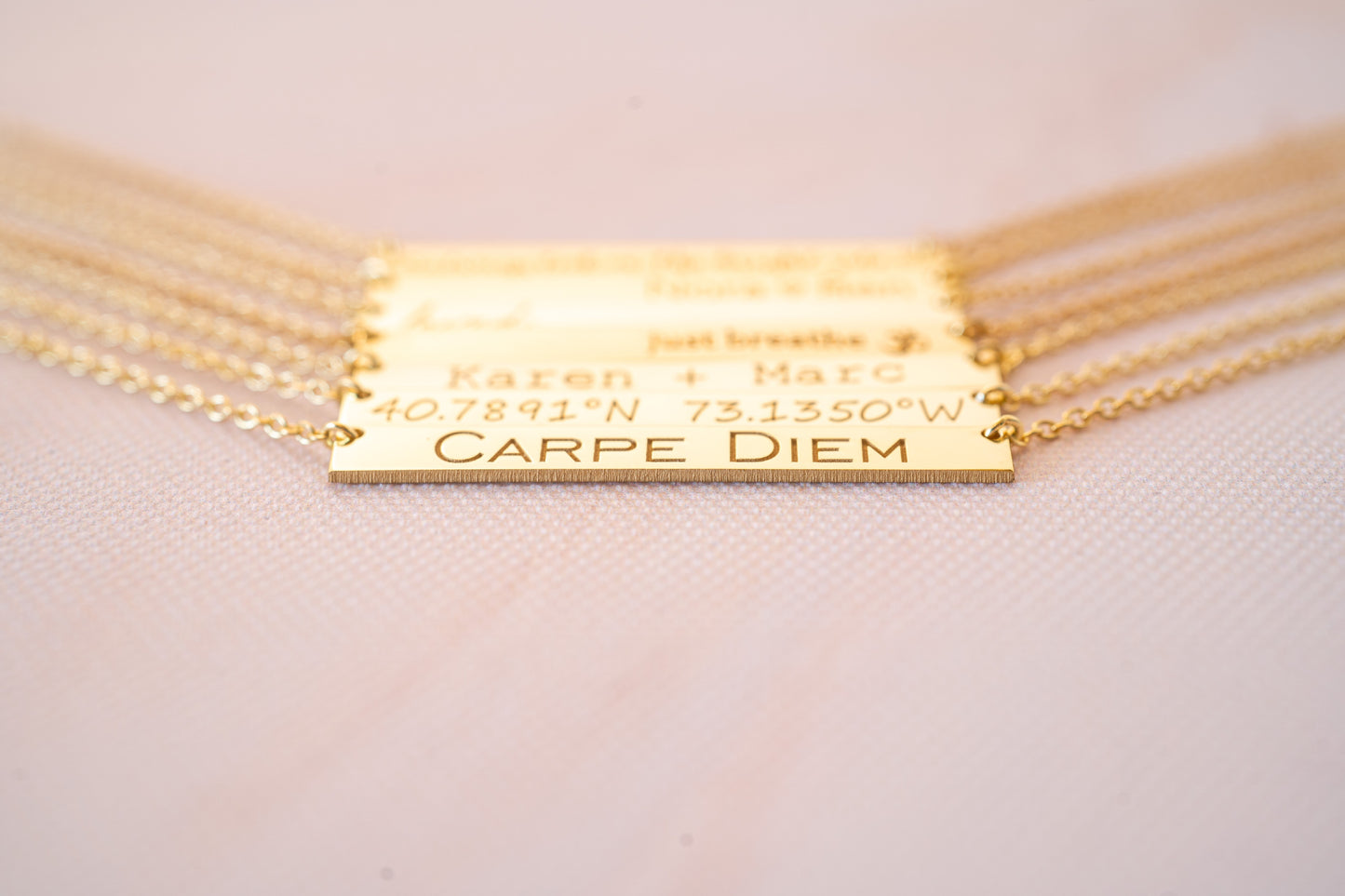 Personalized Gold and Rose Gold Bar Necklace