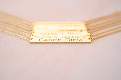 Personalized Gold and Rose Gold Bar Necklace