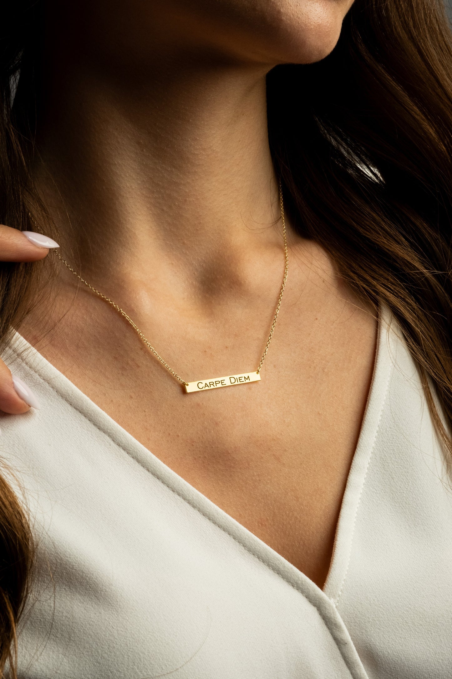 Personalized Gold and Rose Gold Bar Necklace