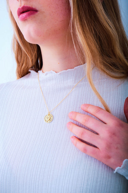 Compass Necklace with Custom Coordinates Gold Number Necklace