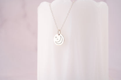 18k Gold Sun and Moon Necklace Gift