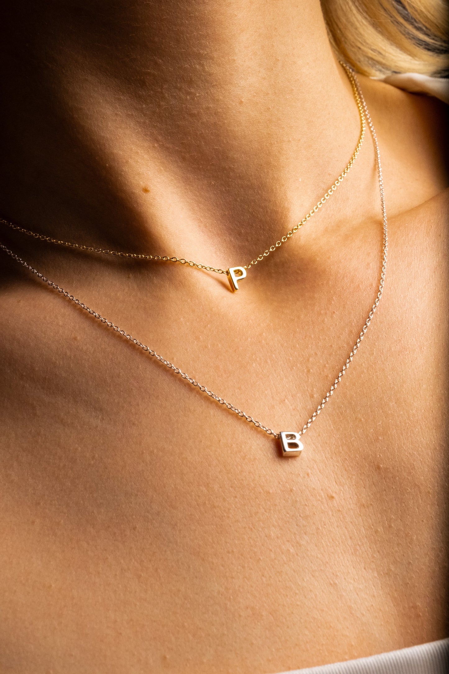 Handmade Gold Initial Necklace with Silver
