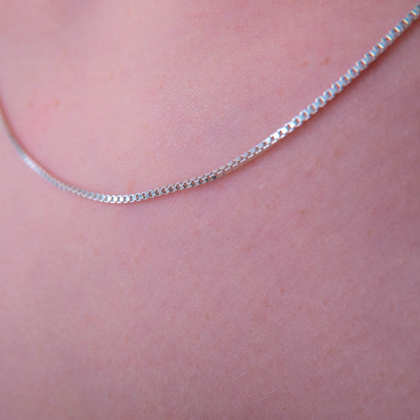 Thin 14k Gold Box Chain Necklace Waterproof