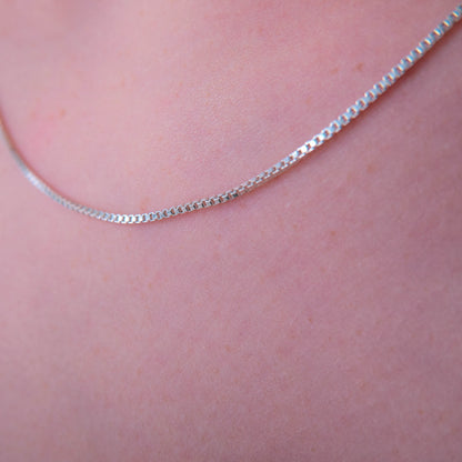 Thin 14k Gold Box Chain Necklace Waterproof