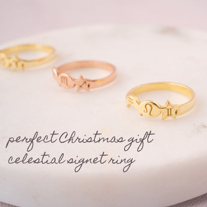 10k Solid Gold Zodiac Astrology Ring