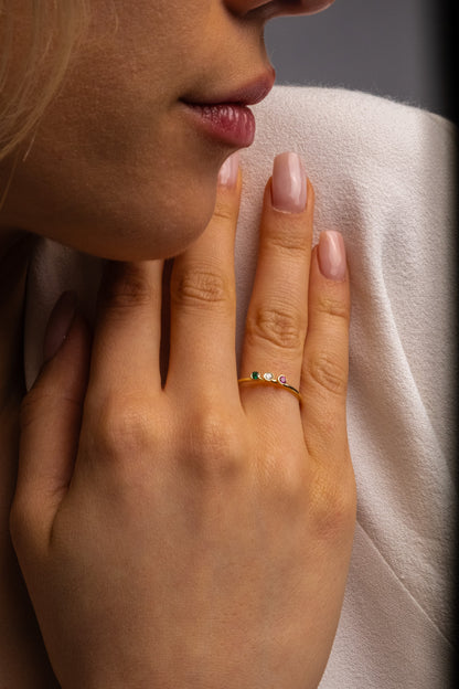 Birthstone Stacking Ring and Pinky Promise Ring