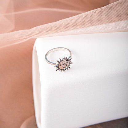 Sun and Moon Ring with Moon Face