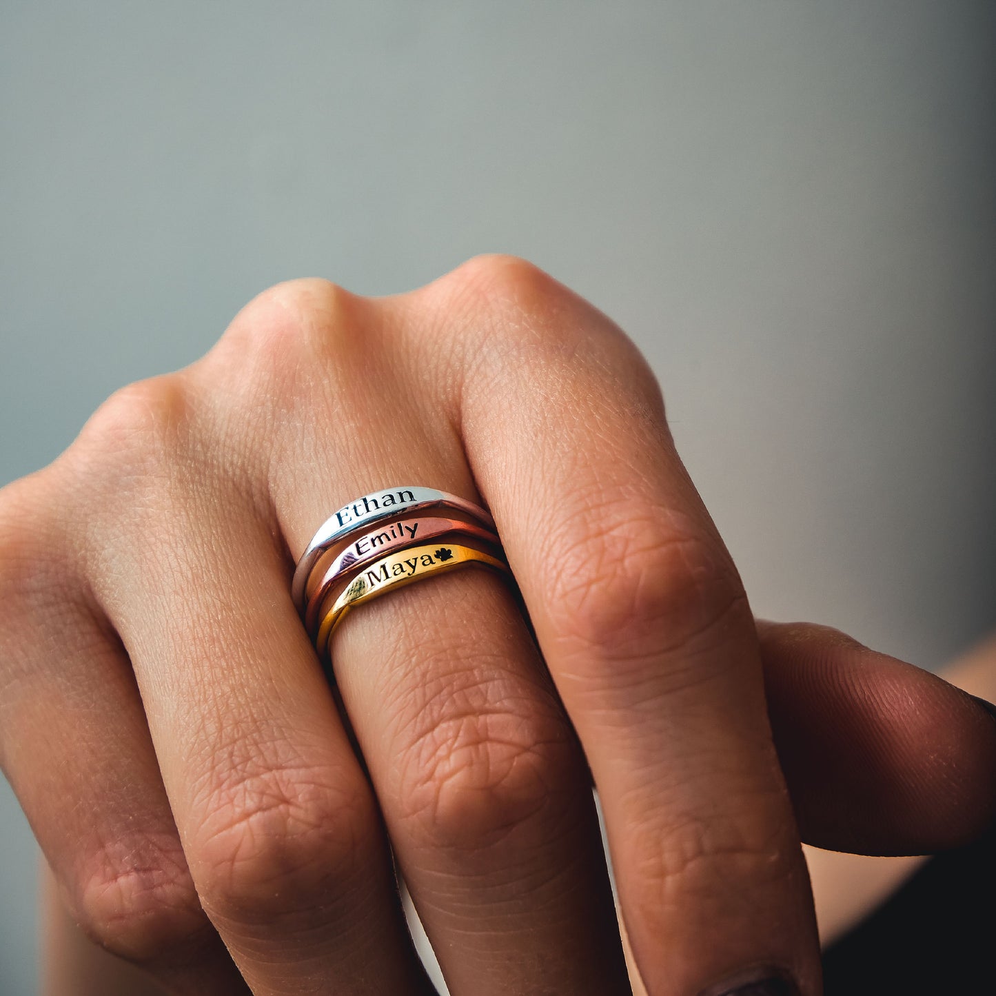 Custom Name Ring and Initial Signet Ring