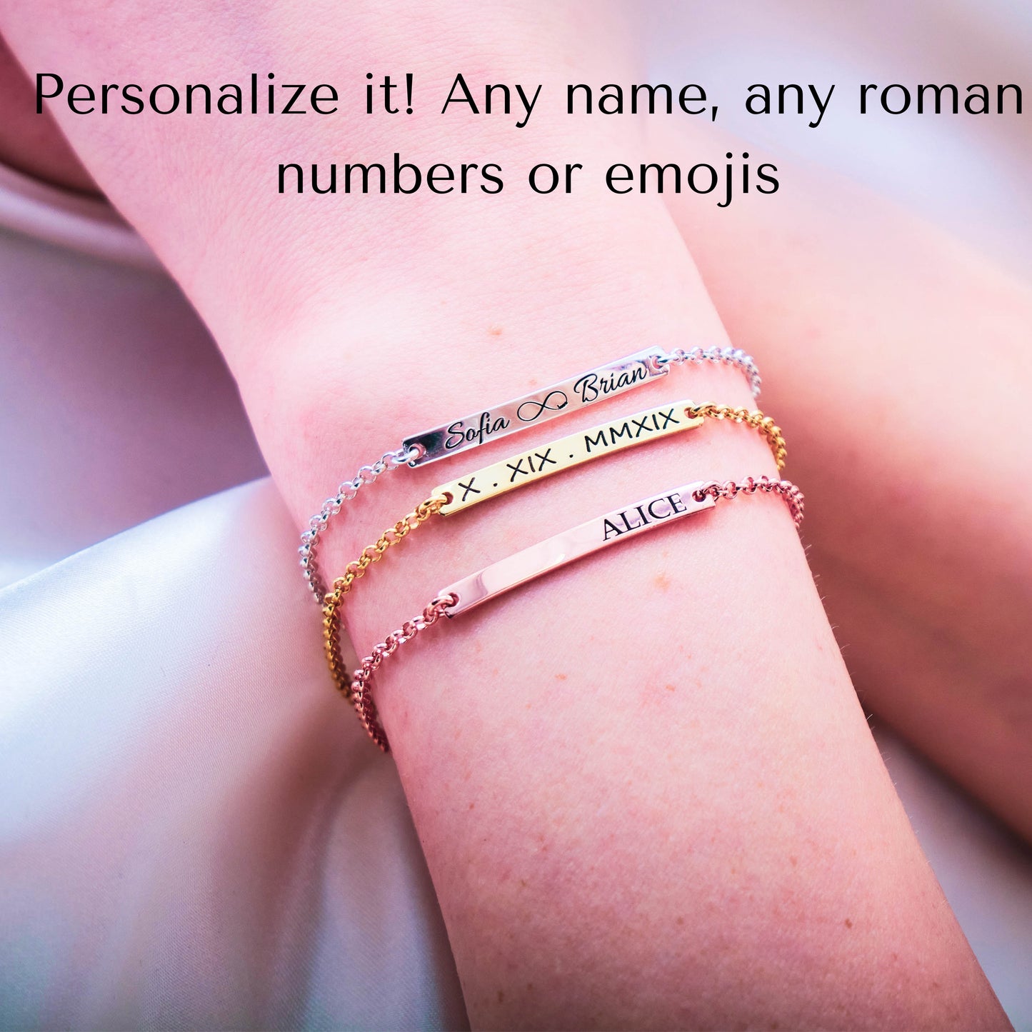 Gold Bar Custom Name Bracelet