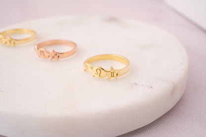 10k Solid Gold Zodiac Astrology Ring