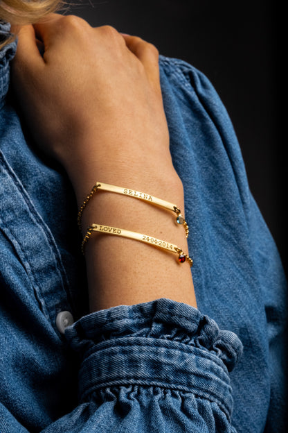 Personalized Birthstone and Coordinate Bracelet for Sisters